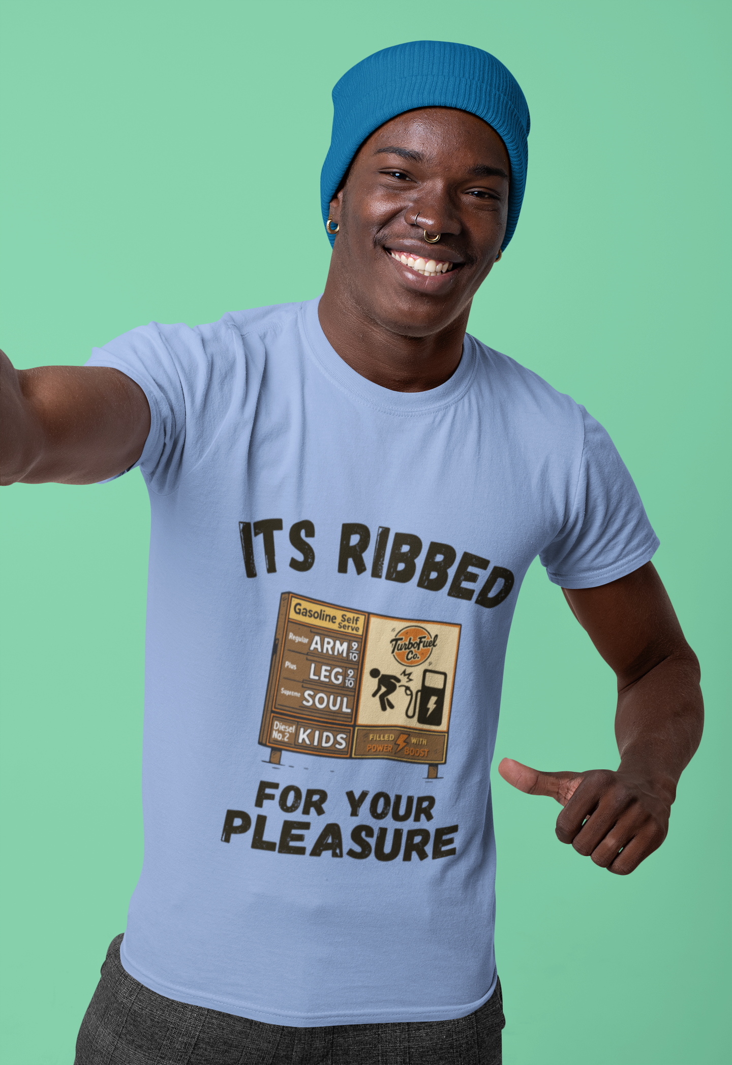 Men's It’s Ribbed for Your Pleasure High Gas Price Funny T-Shirt  Adult Humor Tee