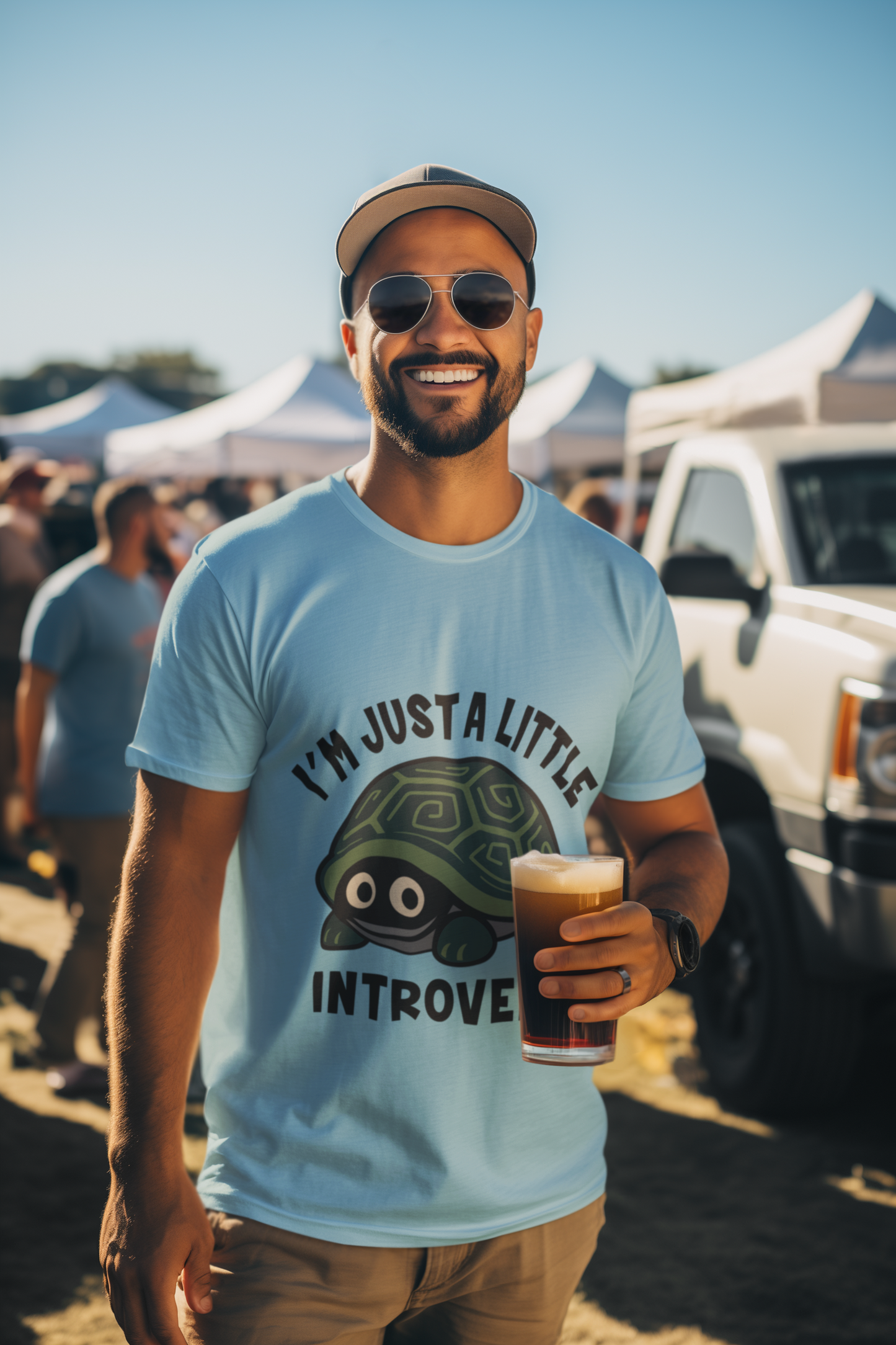 Men's I Am Just A Little Introvert Funny Cute Shy Animal Turtle T-Shirt