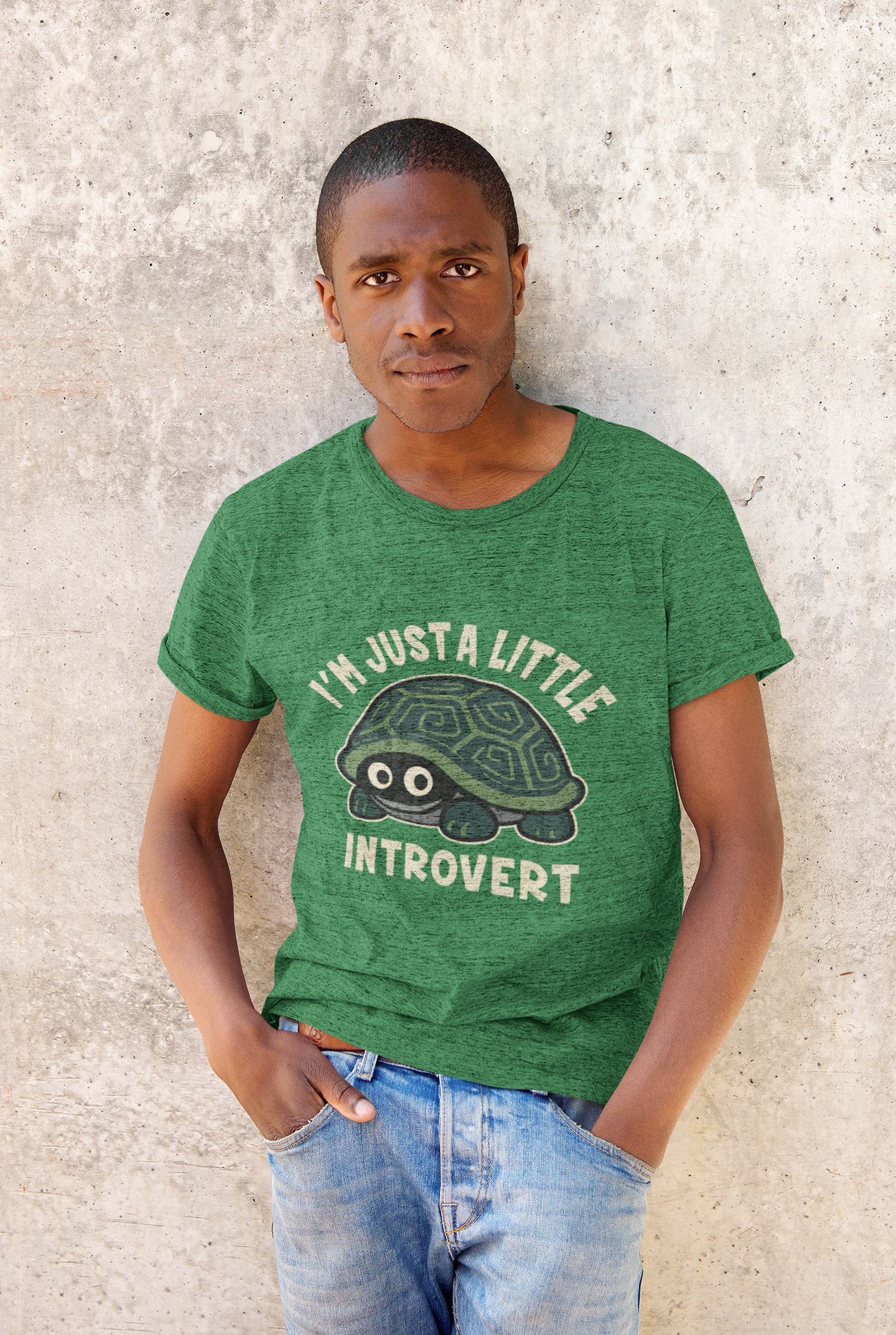 Men's I Am Just A Little Introvert Funny Cute Shy Animal Turtle T-Shirt