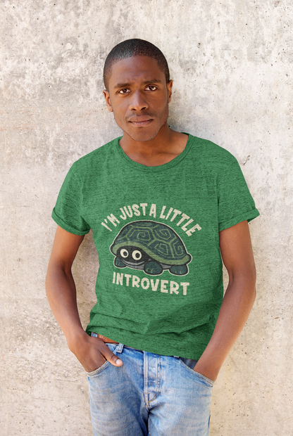 Men's I Am Just A Little Introvert Funny Cute Shy Animal Turtle T-Shirt