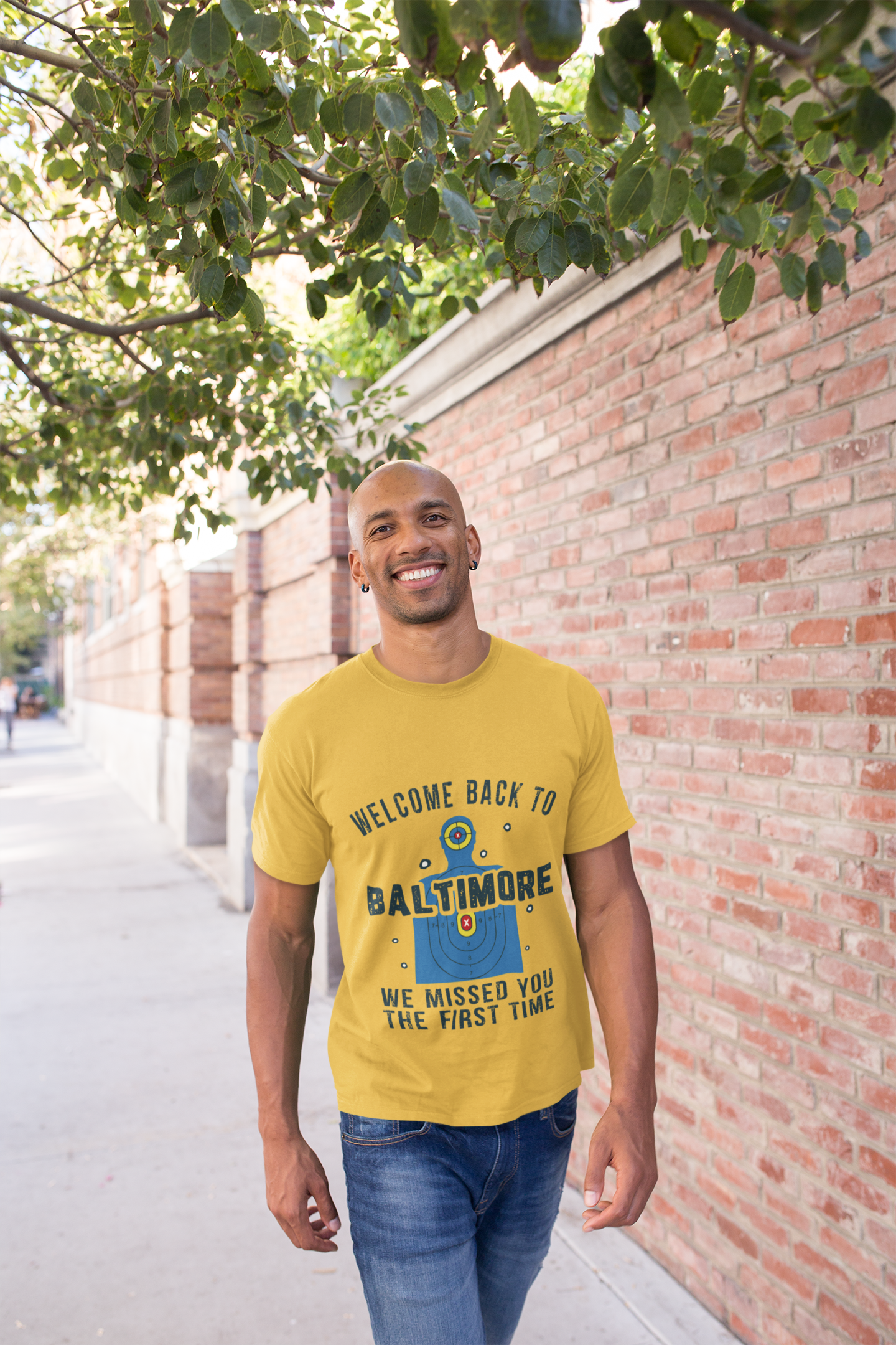 Men's Welcome to Baltimore Funny Shooting Target T-Shirt “We Missed You the First Time” Tee