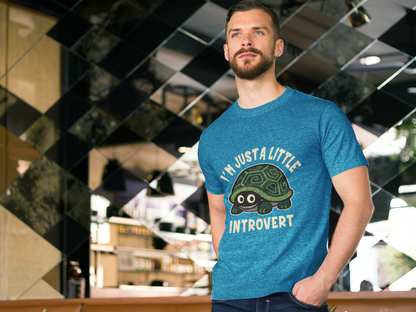 Men's I Am Just A Little Introvert Funny Cute Shy Animal Turtle T-Shirt
