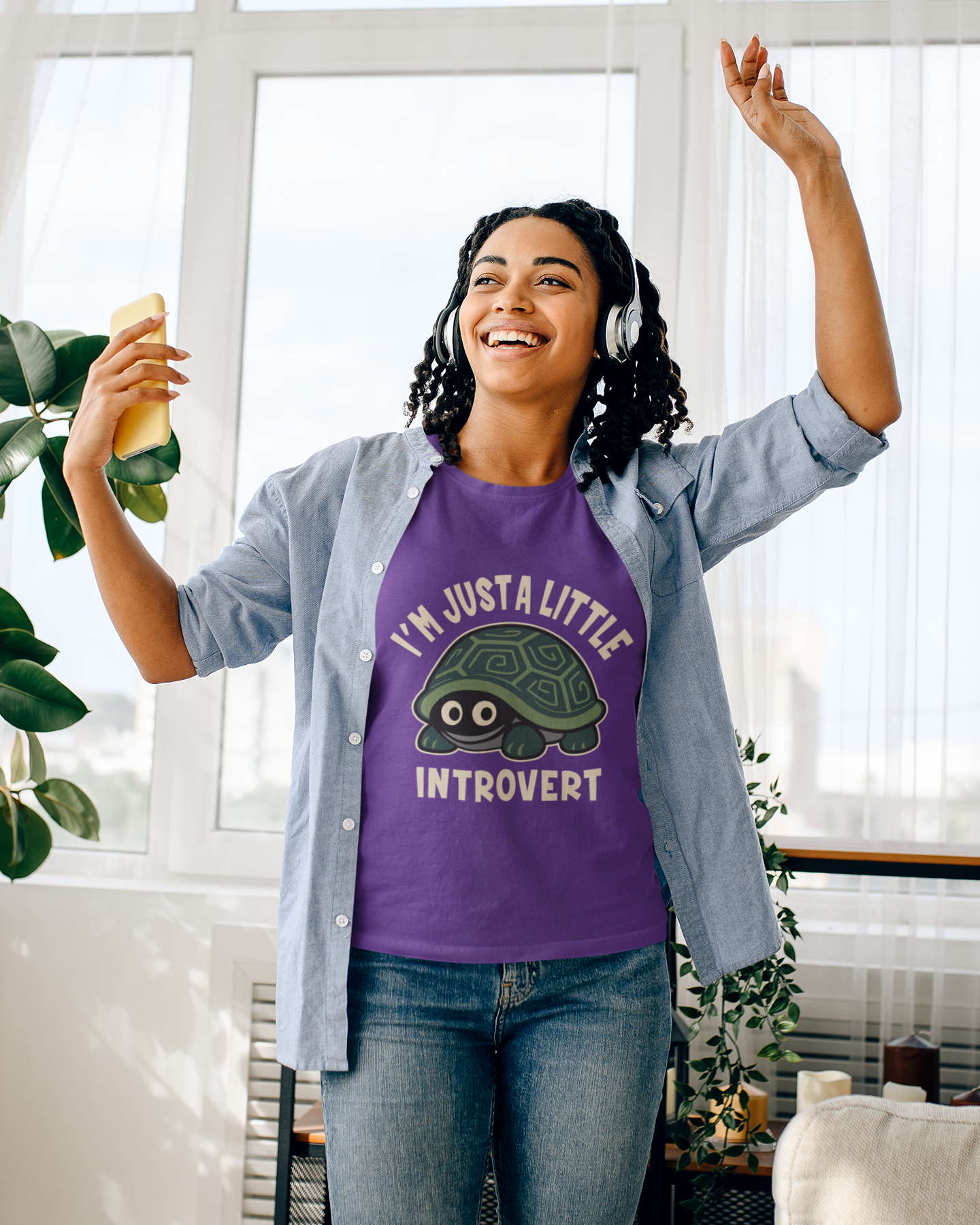 Women's I Am Just A Little Introvert Funny Cute Shy Animal Turtle T-Shirt