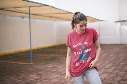 Women's Welcome to Baltimore Funny Shooting Target T-Shirt “We Missed You the First Time” Tee