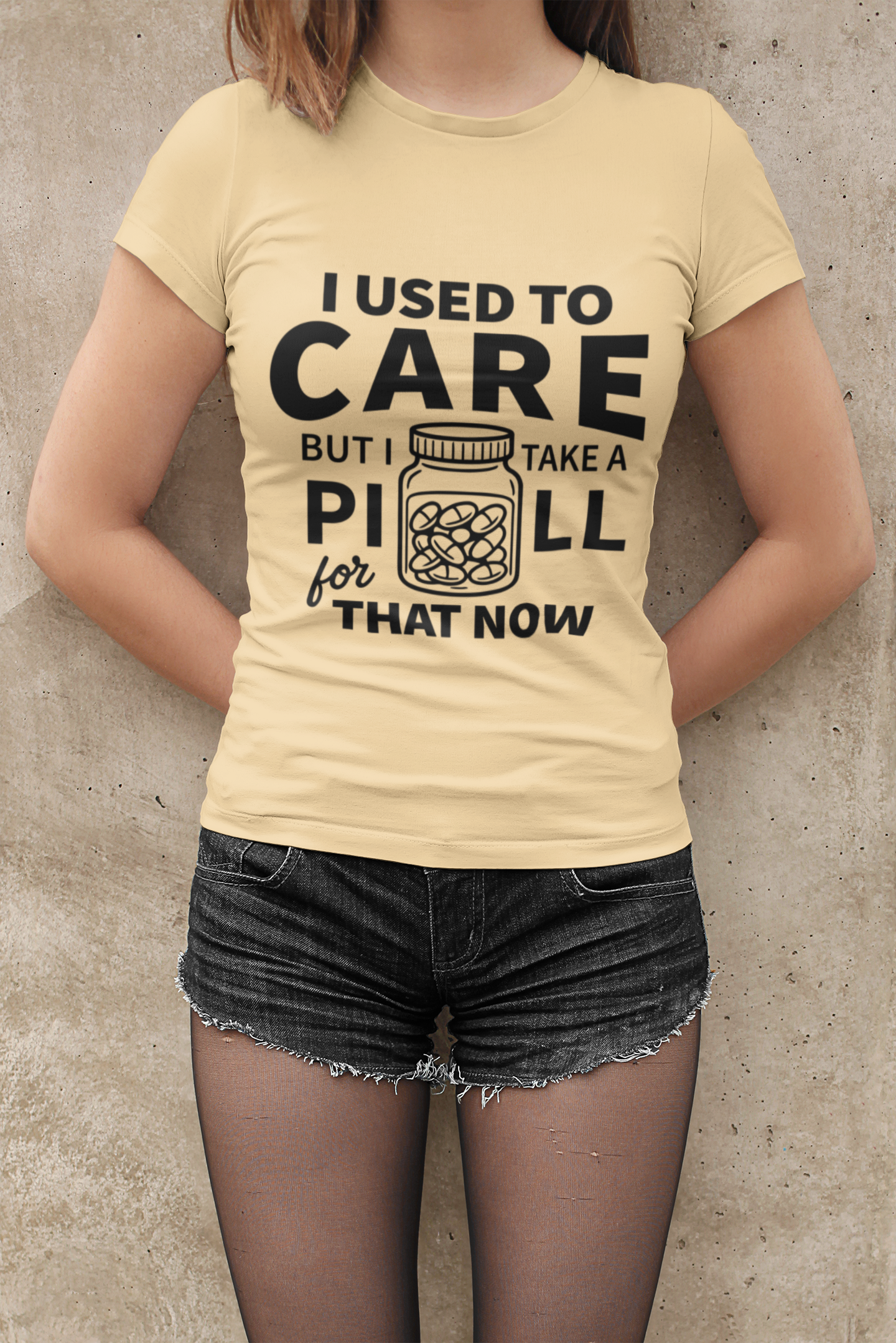 Women's I Used to Care But We Take a Pill for That Now T-Shirt – Funny Antisocial Sarcasm Tee