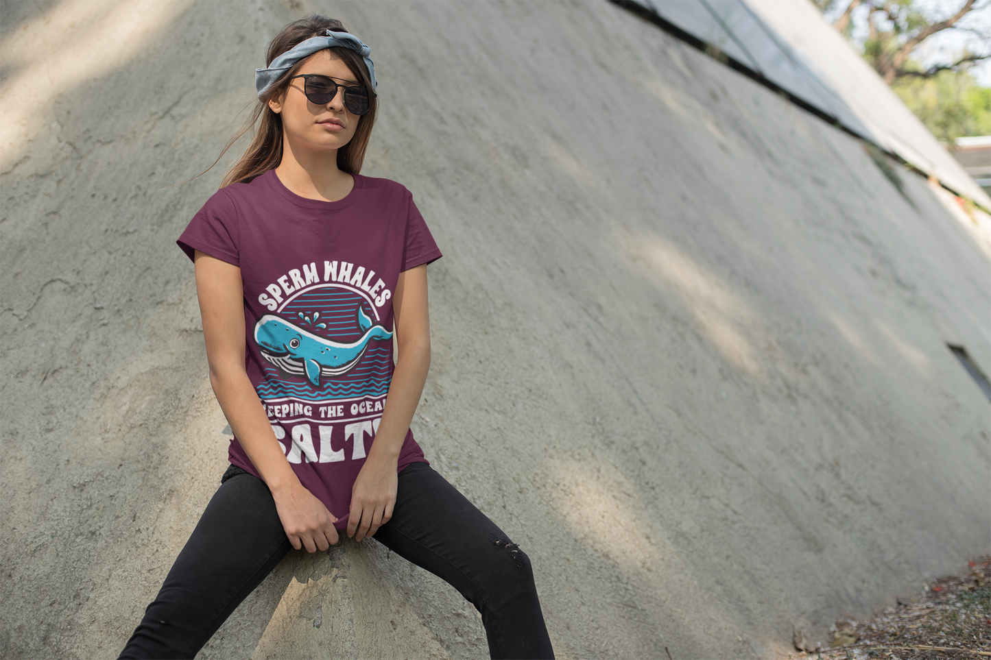 Women's Sperm Whales Keeping The Ocean Salty Funny Ocean Animal T-Shirt Marine Life Humor Tee