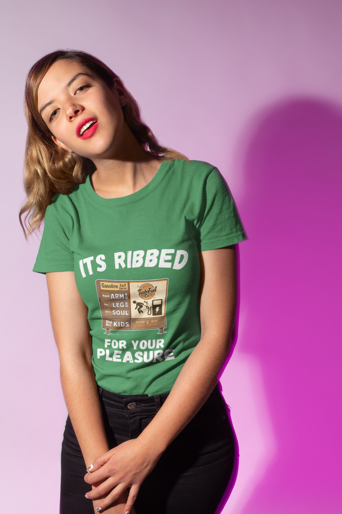 Women's It’s Ribbed for Your Pleasure High Gas Price Funny T-Shirt  Adult Humor Tee