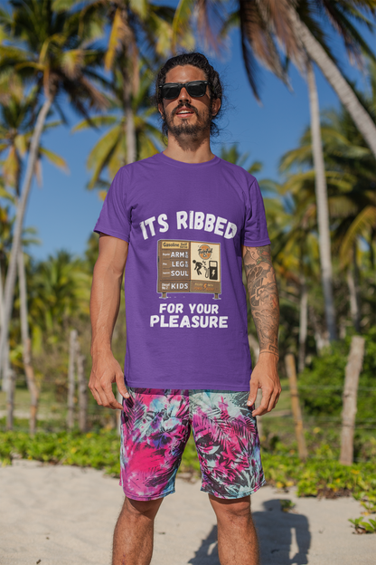 Men's It’s Ribbed for Your Pleasure High Gas Price Funny T-Shirt  Adult Humor Tee