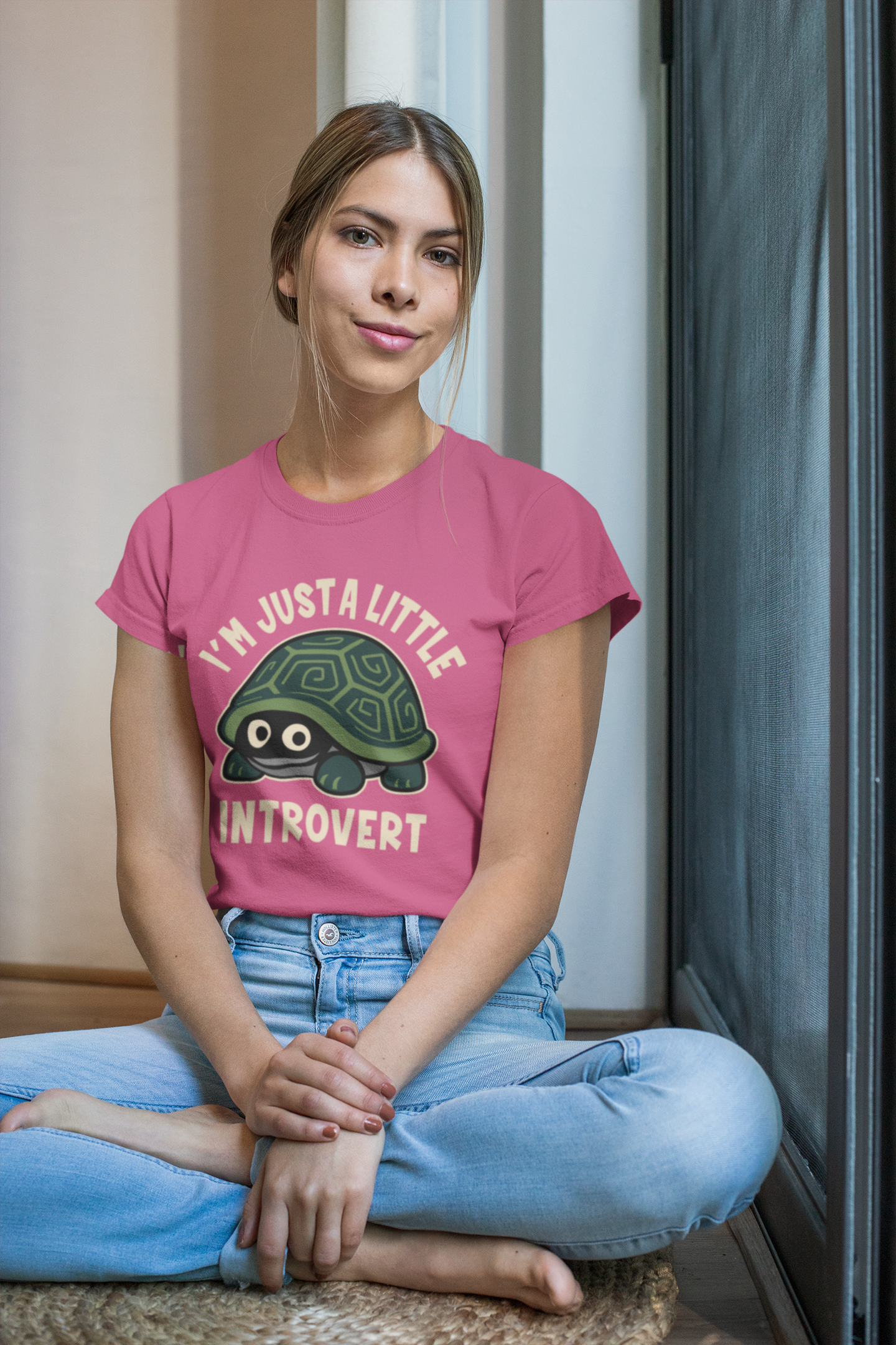 Women's I Am Just A Little Introvert Funny Cute Shy Animal Turtle T-Shirt